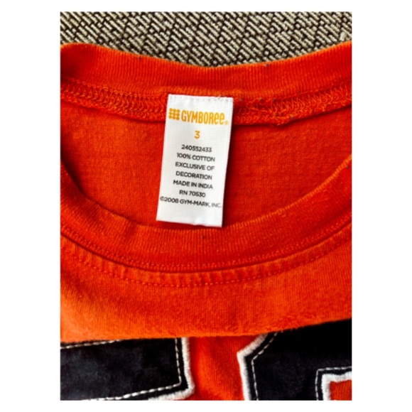 Boys Gymboree Long Sleeve Shirt. Size 3 Toddler. Orange and Navy Blue. - Picture 3 of 3